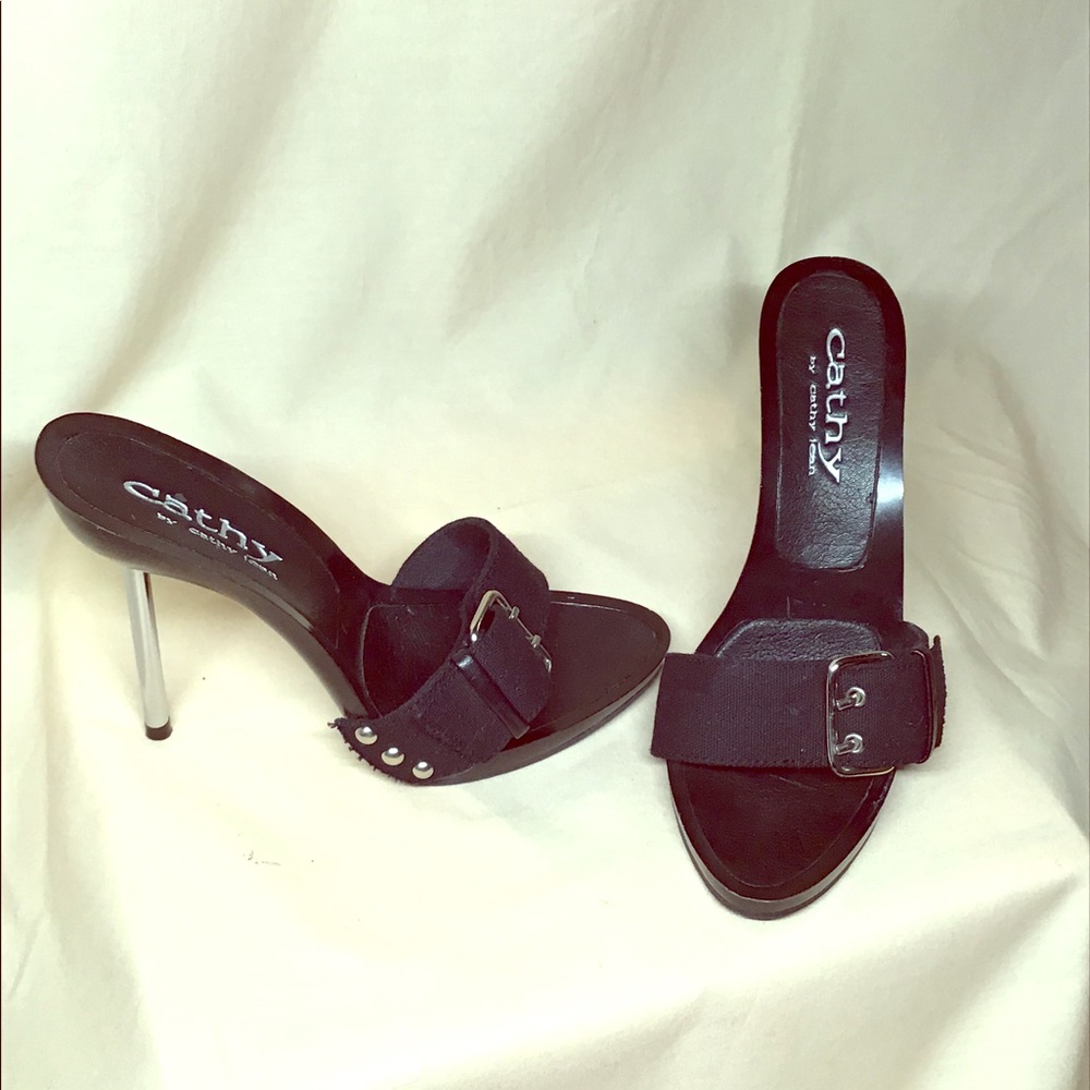 Cathy Jean steel stiletto slides size 7